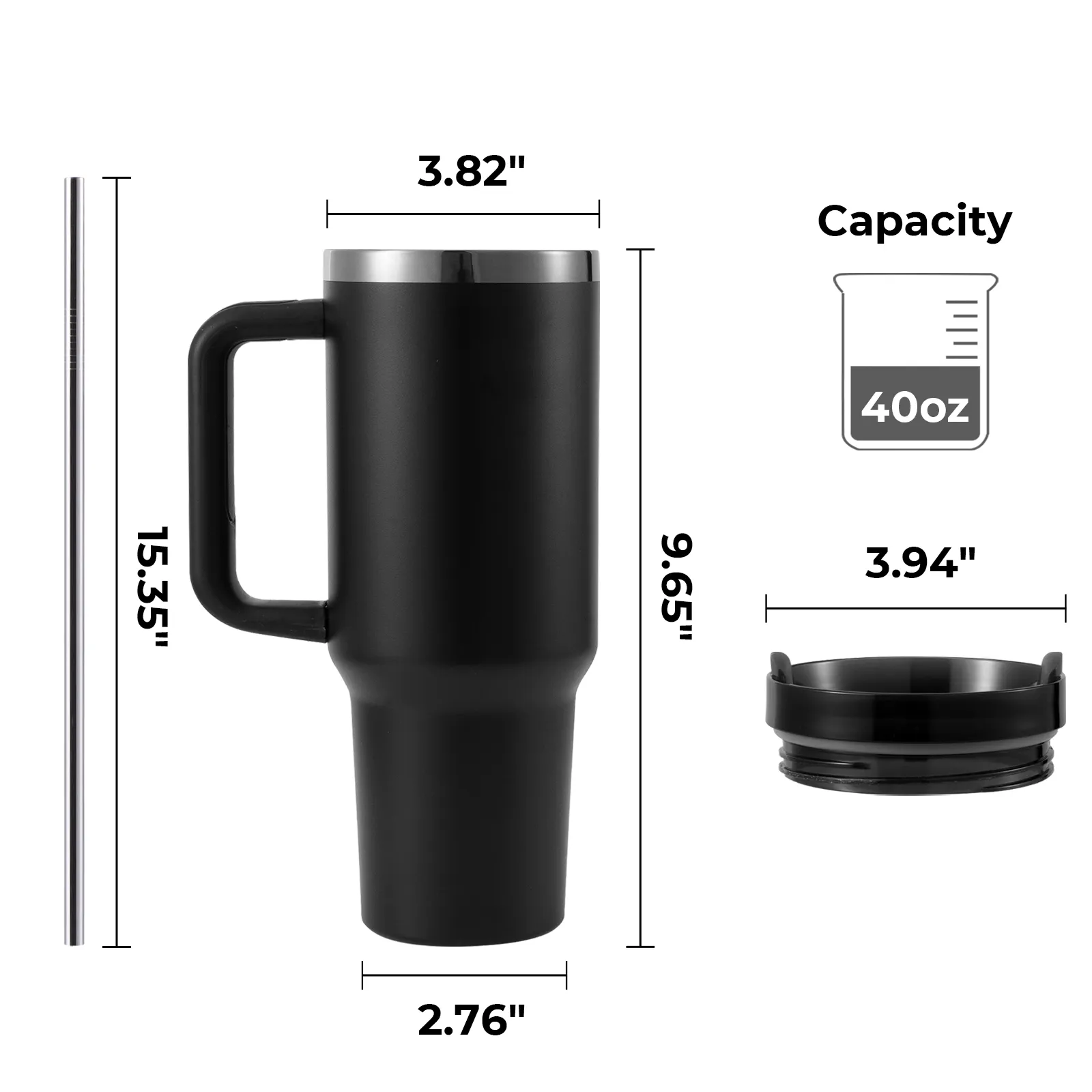 Green to Iridescent Stainless Steel Tumbler with Removable Handle (40oz) - Image 4