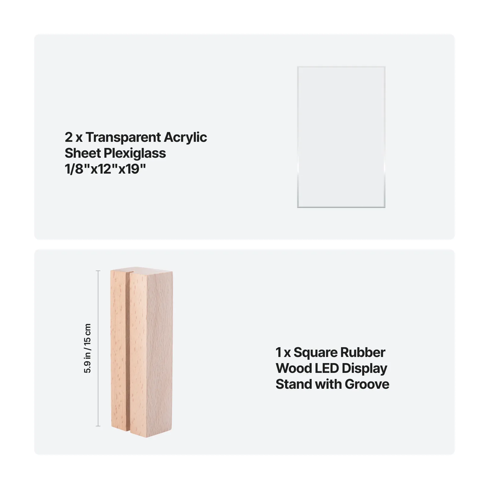 Rectangular Rubber Wood LED Light Base with Open Slot - Image 9