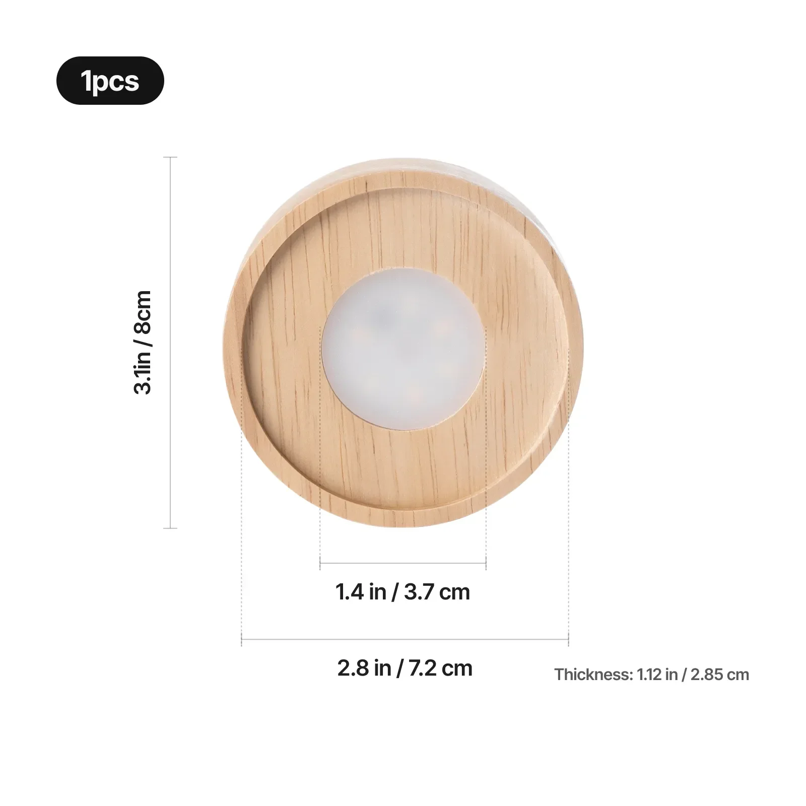 Round Rubber Wood LED Light Base with Groove - Image 4