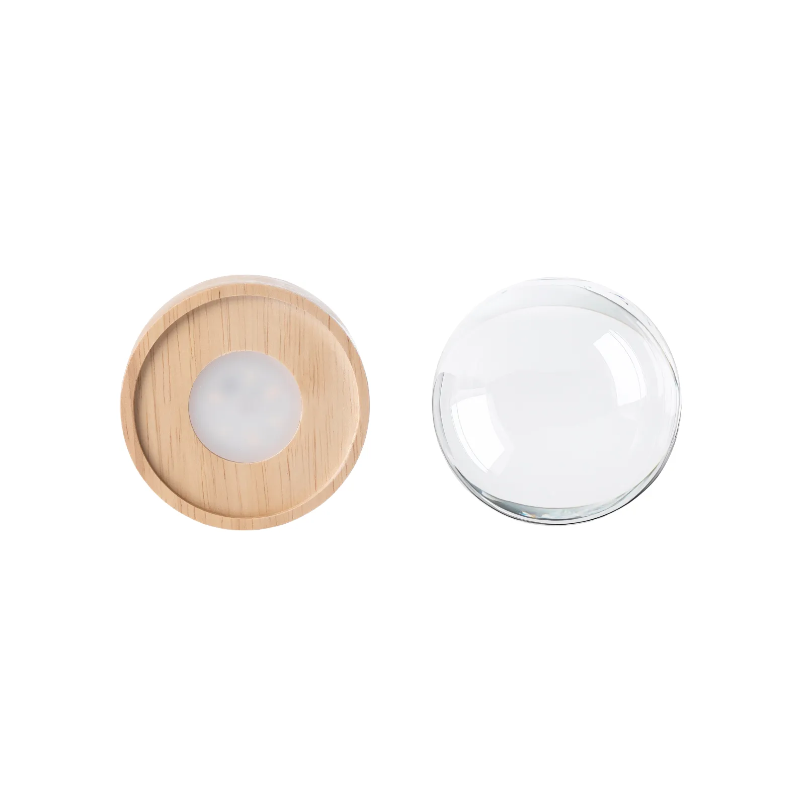 Round Rubber Wood LED Light Base with Groove - Image 6