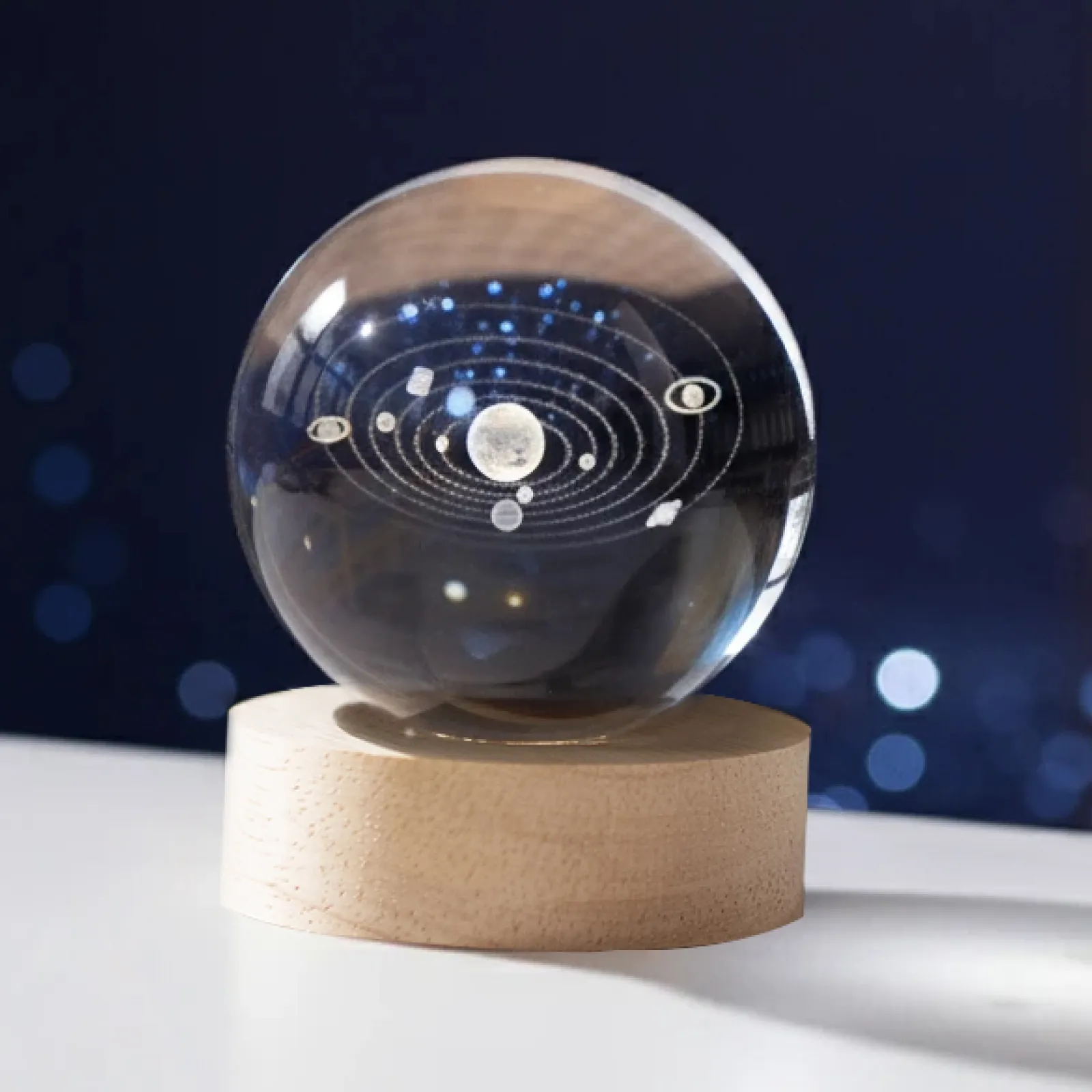 Round Rubber Wood LED Light Base with Groove - Image 7