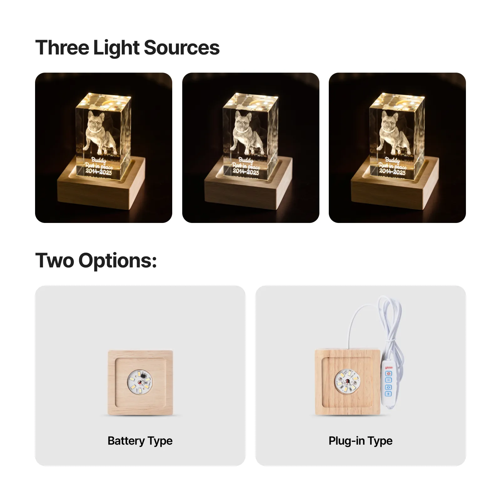 Square Rubber Wood LED Light Base with Groove - Image 10