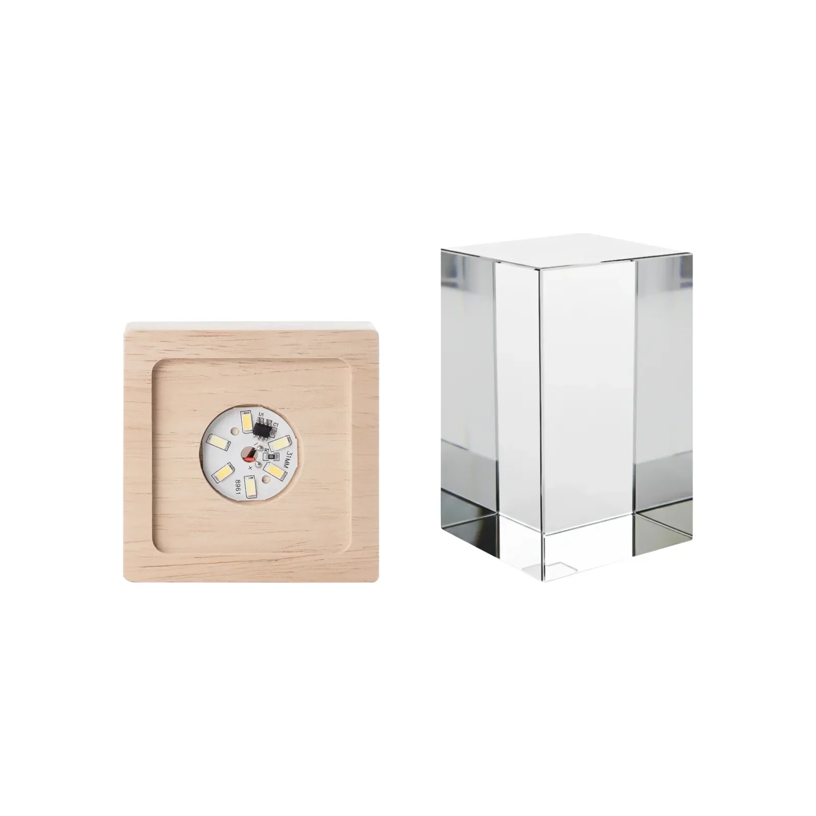 Square Rubber Wood LED Light Base with Groove - Image 11