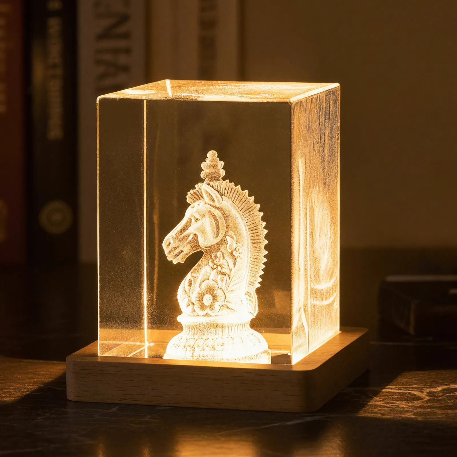 Square Rubber Wood LED Light Base with Groove - Image 12