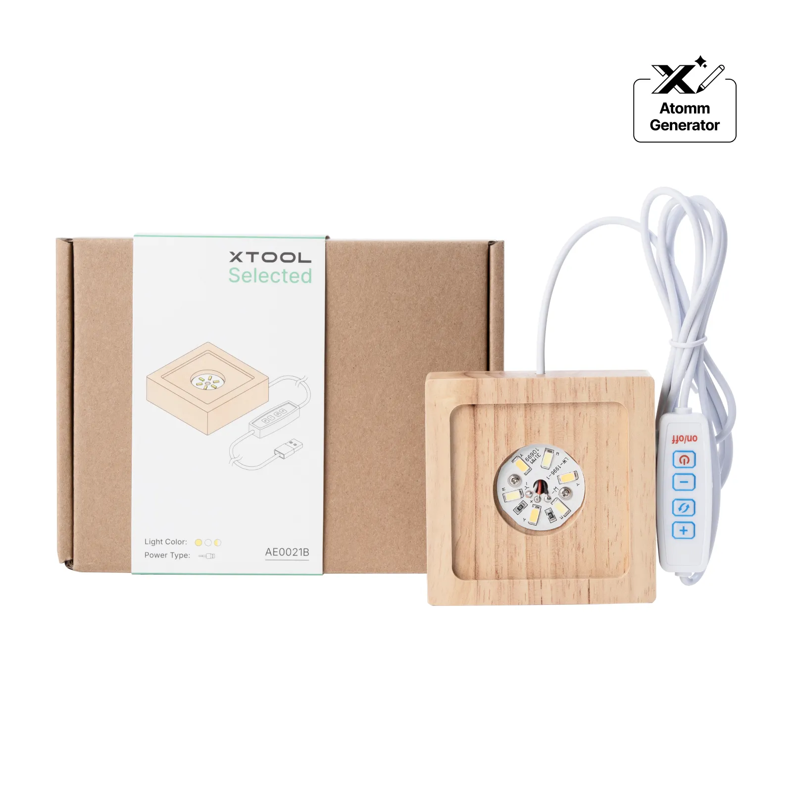 Square Rubber Wood LED Light Base with Groove - Image 3